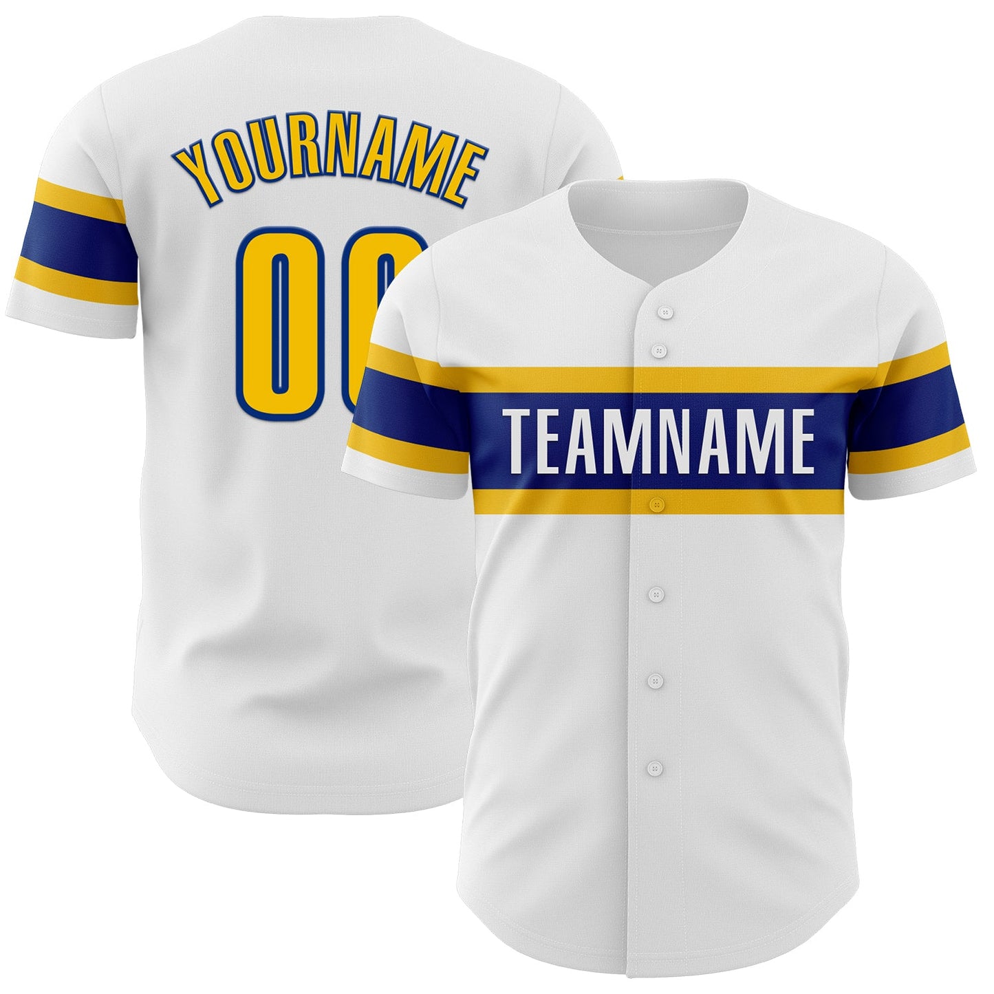 Custom White Yellow-Royal Authentic Baseball Jersey - Sky-Custom