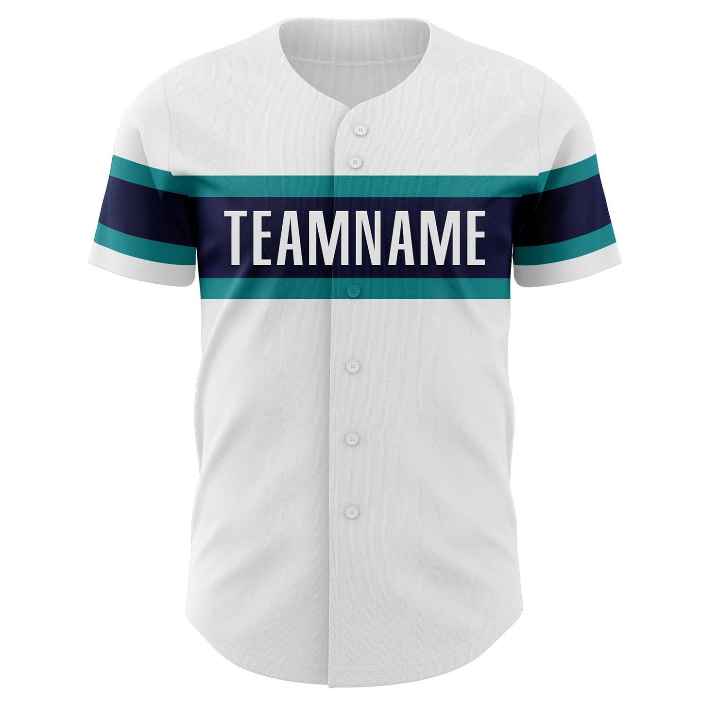 Custom White Teal-Navy Authentic Baseball Jersey - Sky-Custom