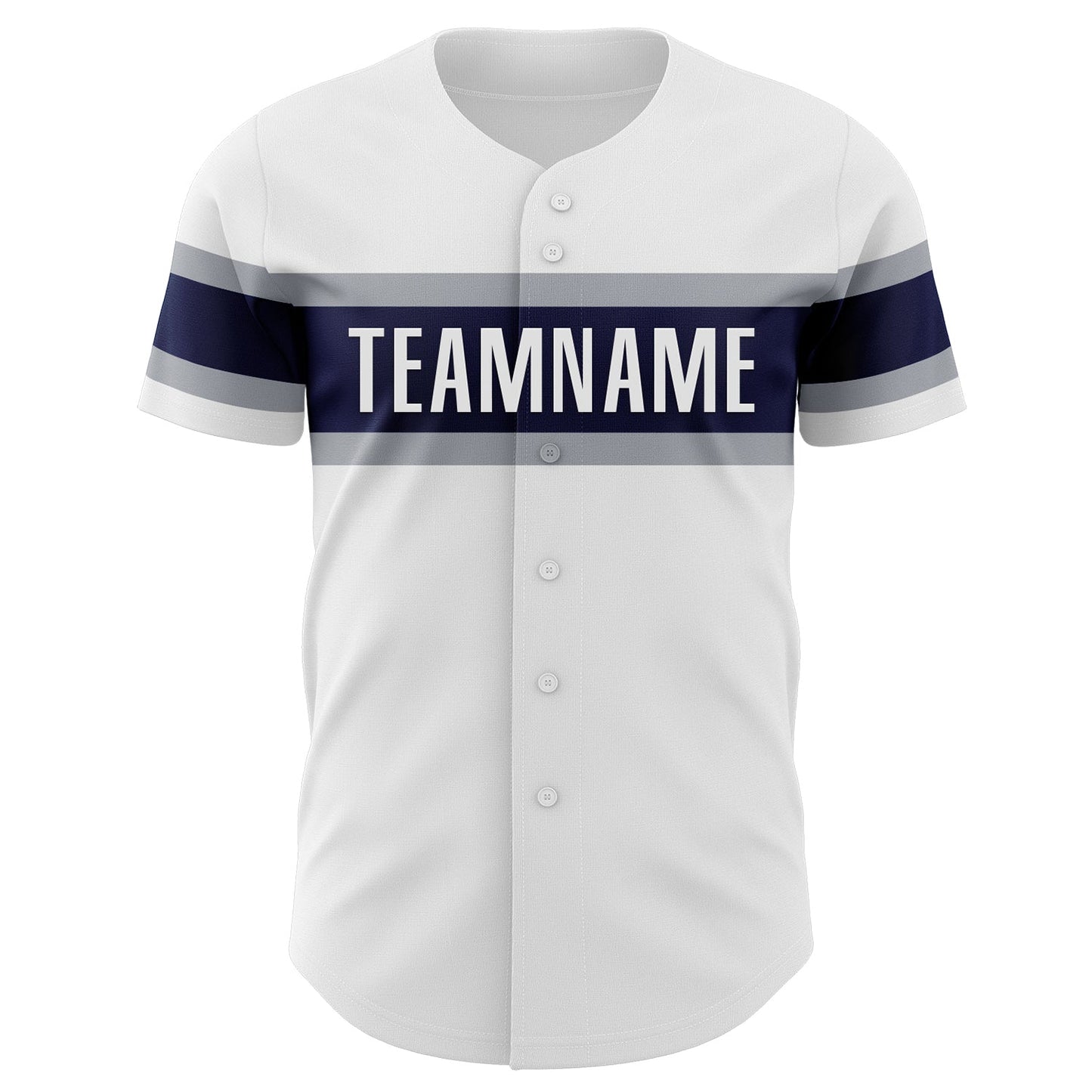 Custom White Navy-Gray Authentic Baseball Jersey - Sky-Custom