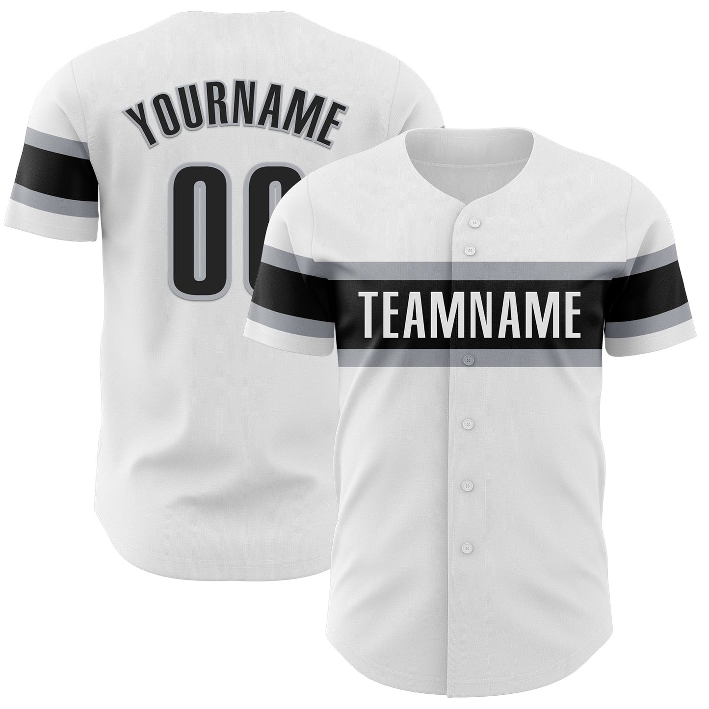 Custom White Black-Gray Authentic Baseball Jersey - Sky-Custom