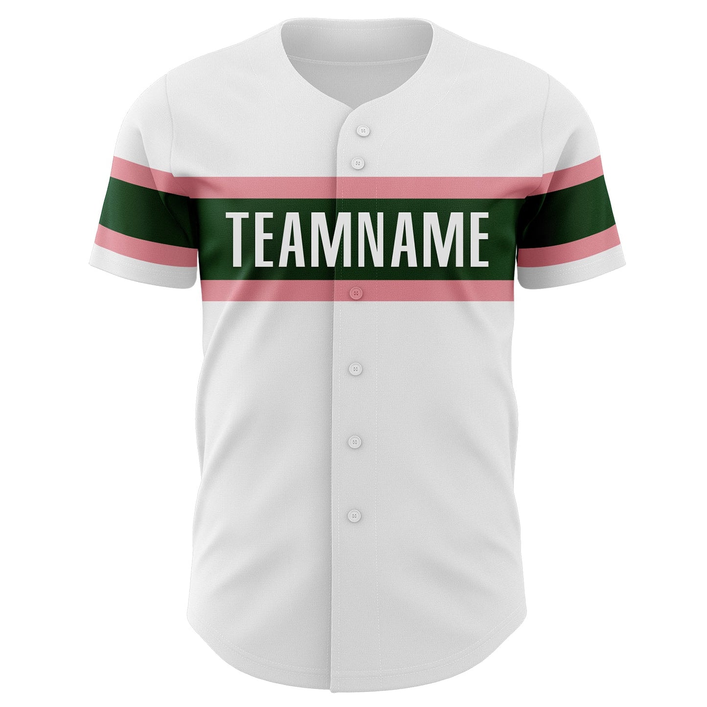 Custom White Green-Medium Pink Authentic Baseball Jersey - Sky-Custom