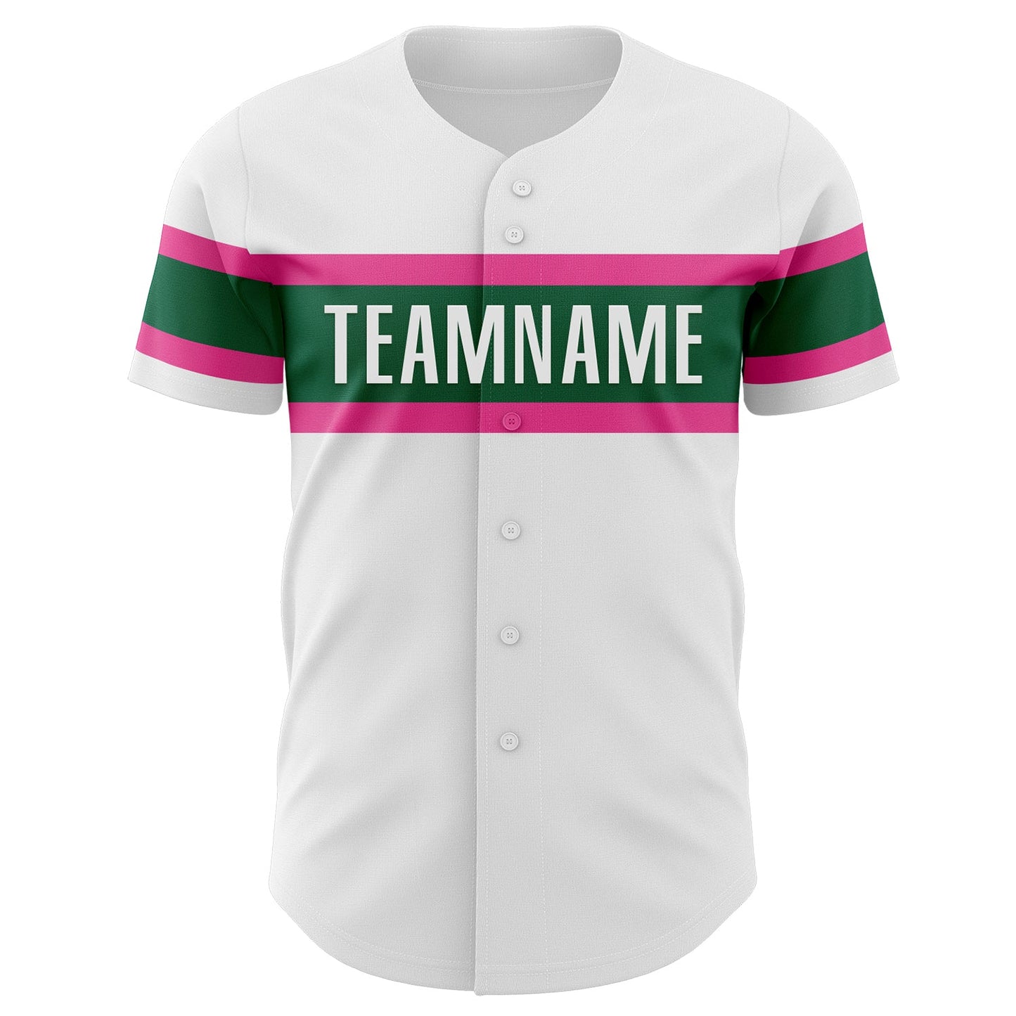 Custom White Pink-Kelly Green Authentic Baseball Jersey - Sky-Custom