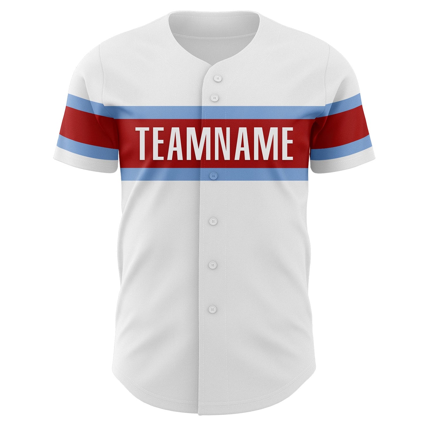 Custom White Red-Light Blue Authentic Baseball Jersey - Sky-Custom