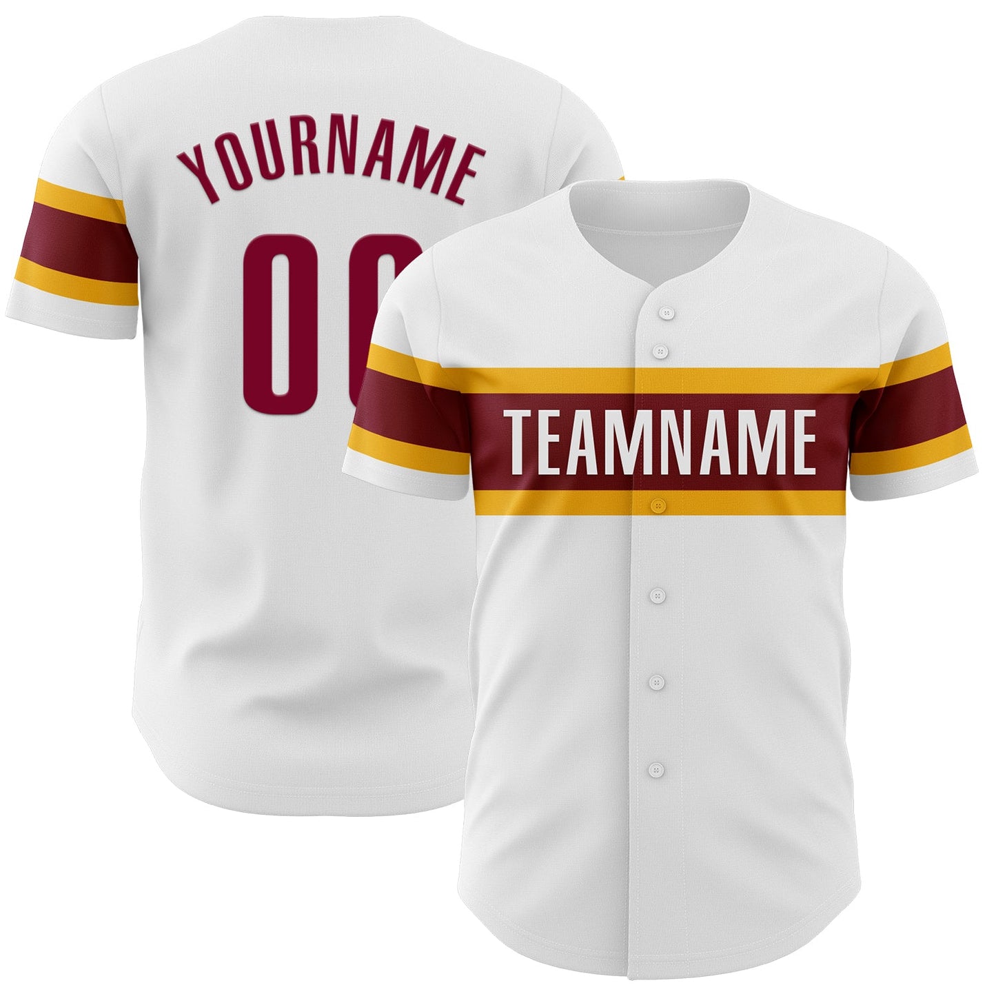 Custom White Maroon-Gold Authentic Baseball Jersey - Sky-Custom