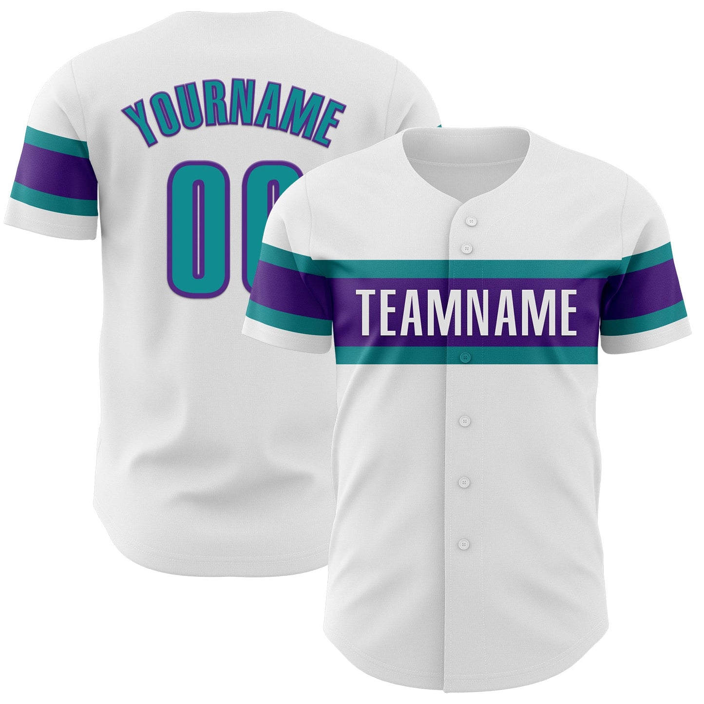 Custom White Teal-Purple Authentic Baseball Jersey - Sky-Custom