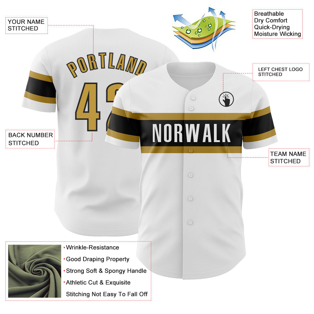 Custom White Old Gold-Black Authentic Baseball Jersey - Sky-Custom