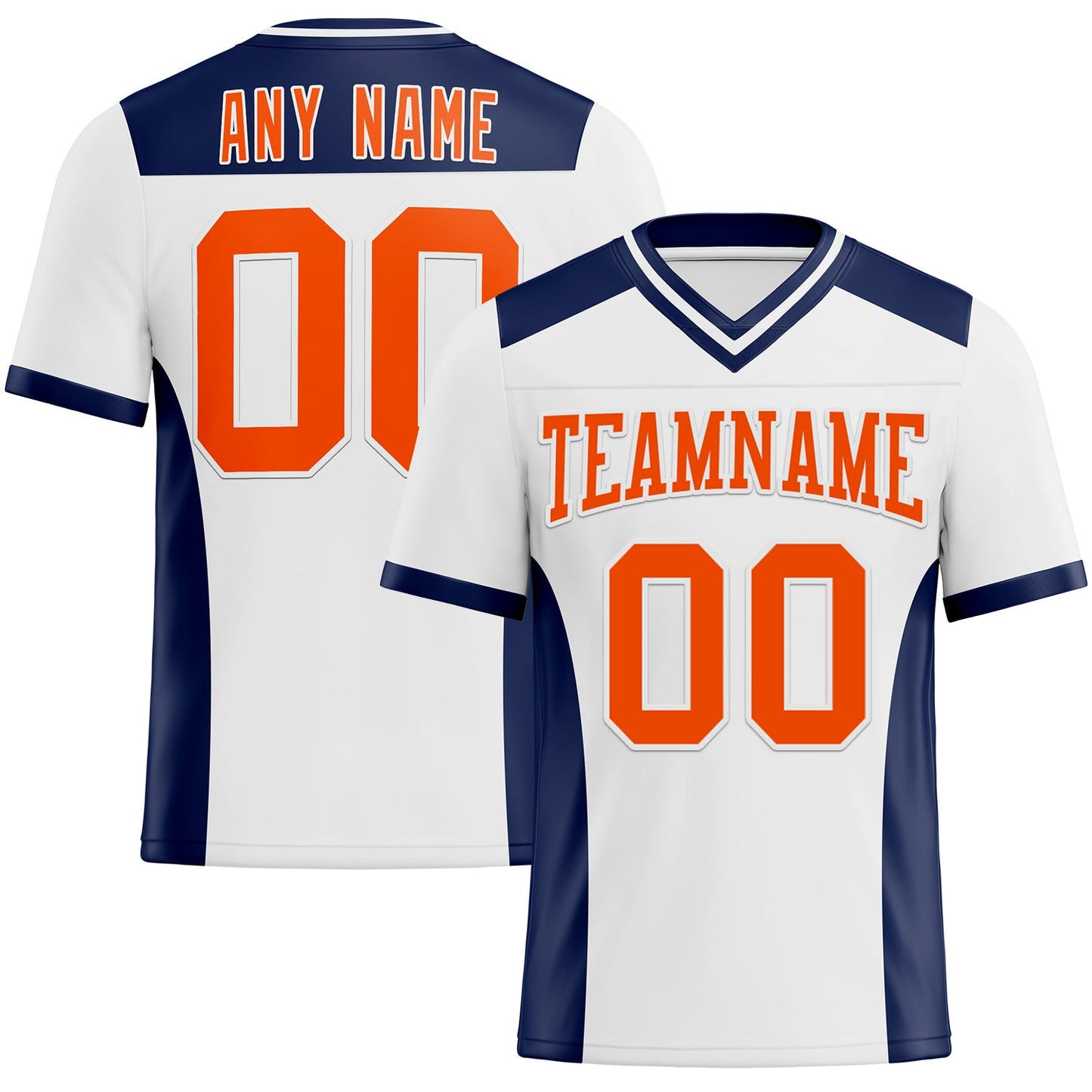 Custom White Orange-Navy Mesh Authentic Football Jersey - Sky-Custom