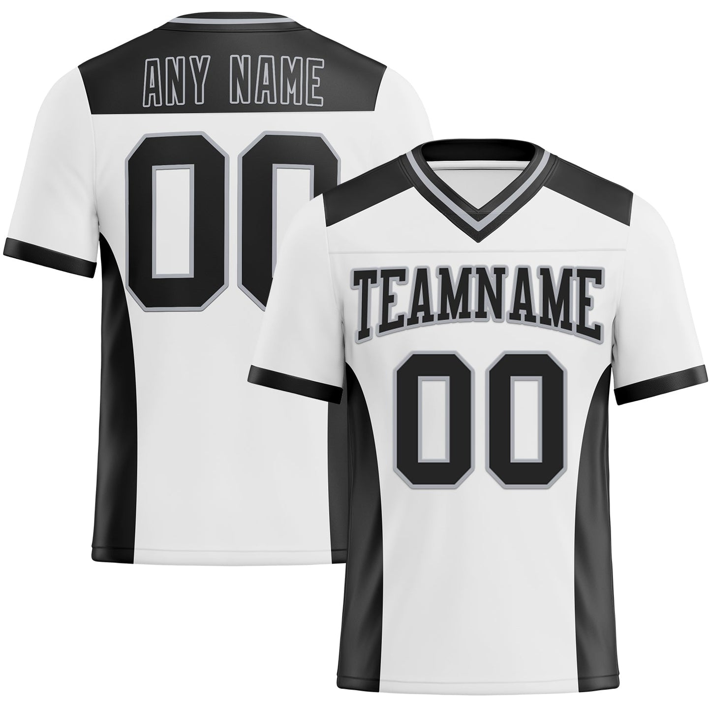 Custom White Black-Gray Mesh Authentic Football Jersey - Sky-Custom