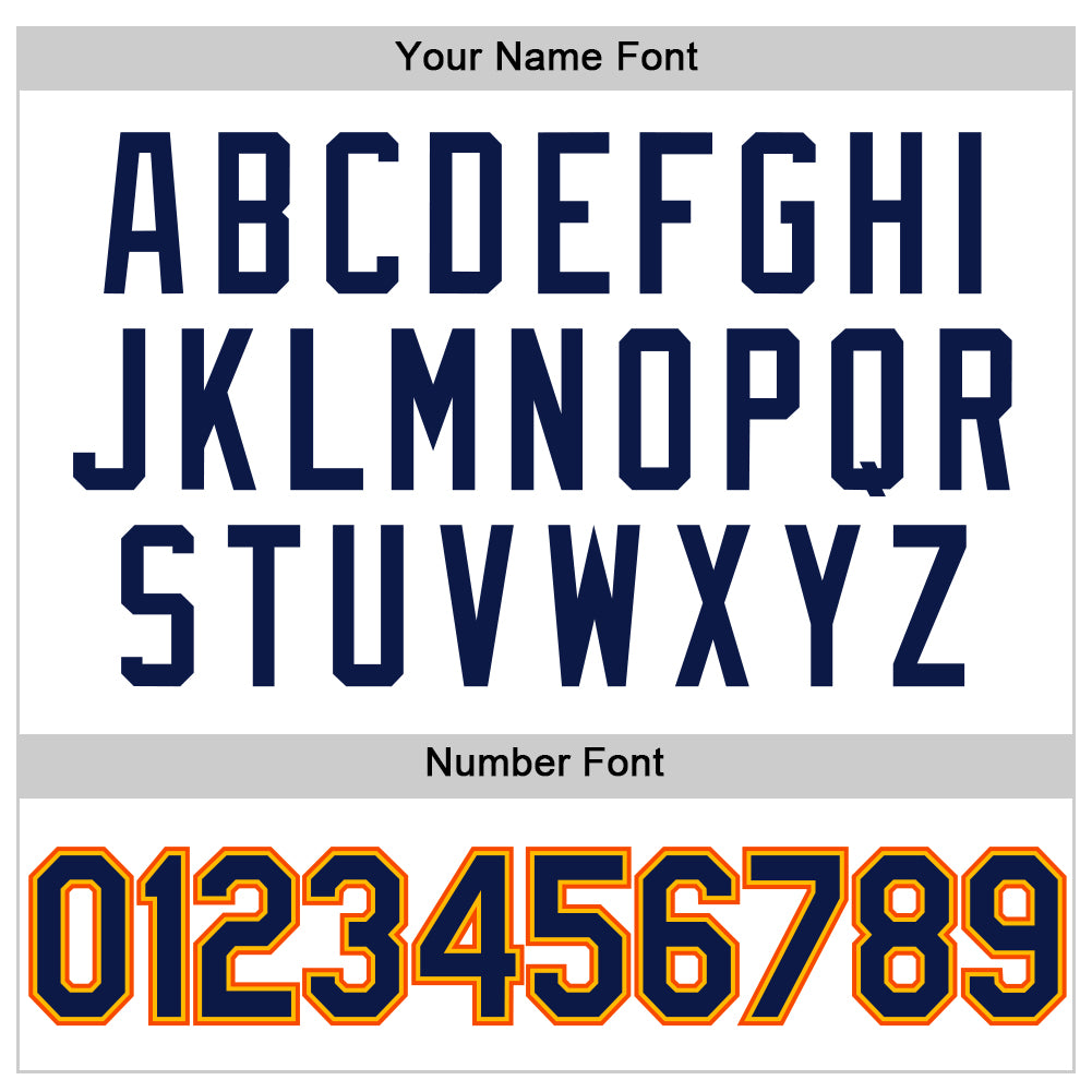 Custom White Navy Gold-Orange Authentic Throwback Baseball Jersey - Sky-Custom