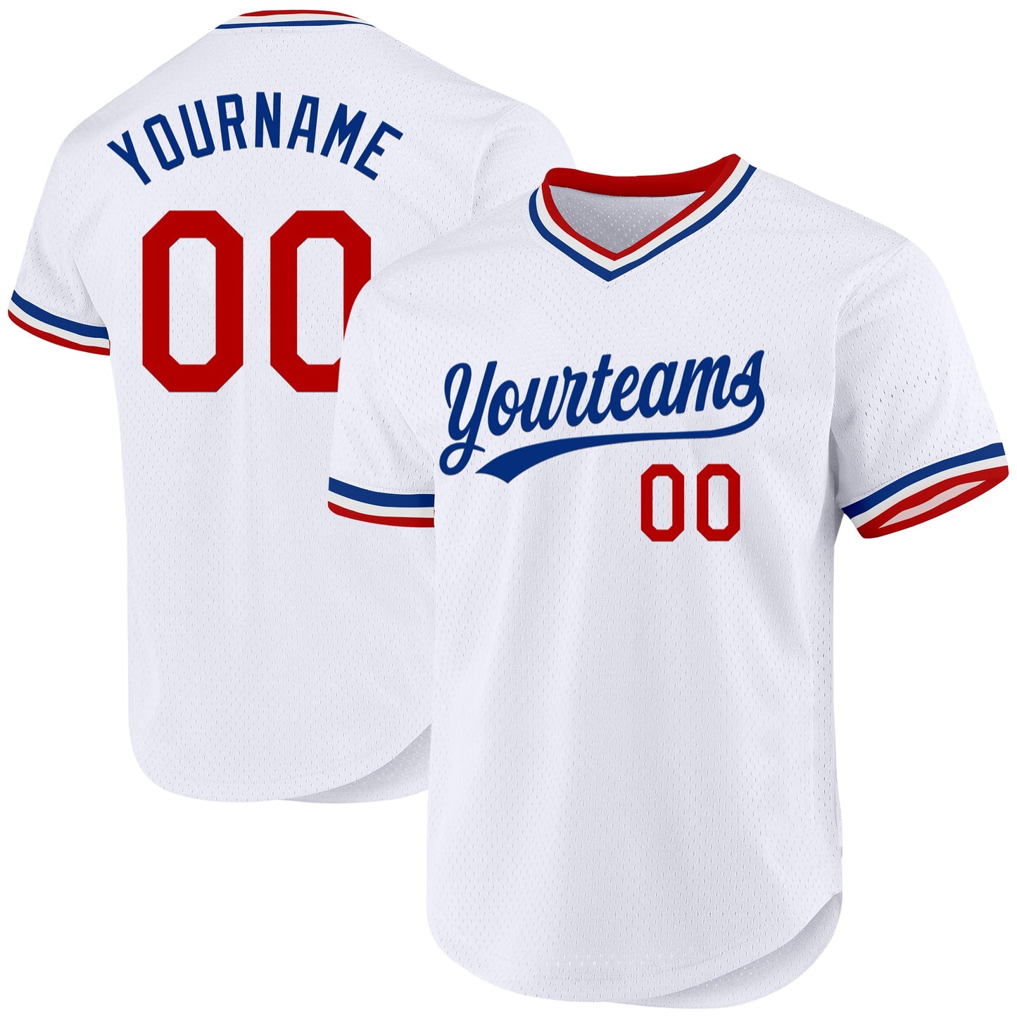 Custom White Red-Royal Authentic Throwback Baseball Jersey - Sky-Custom