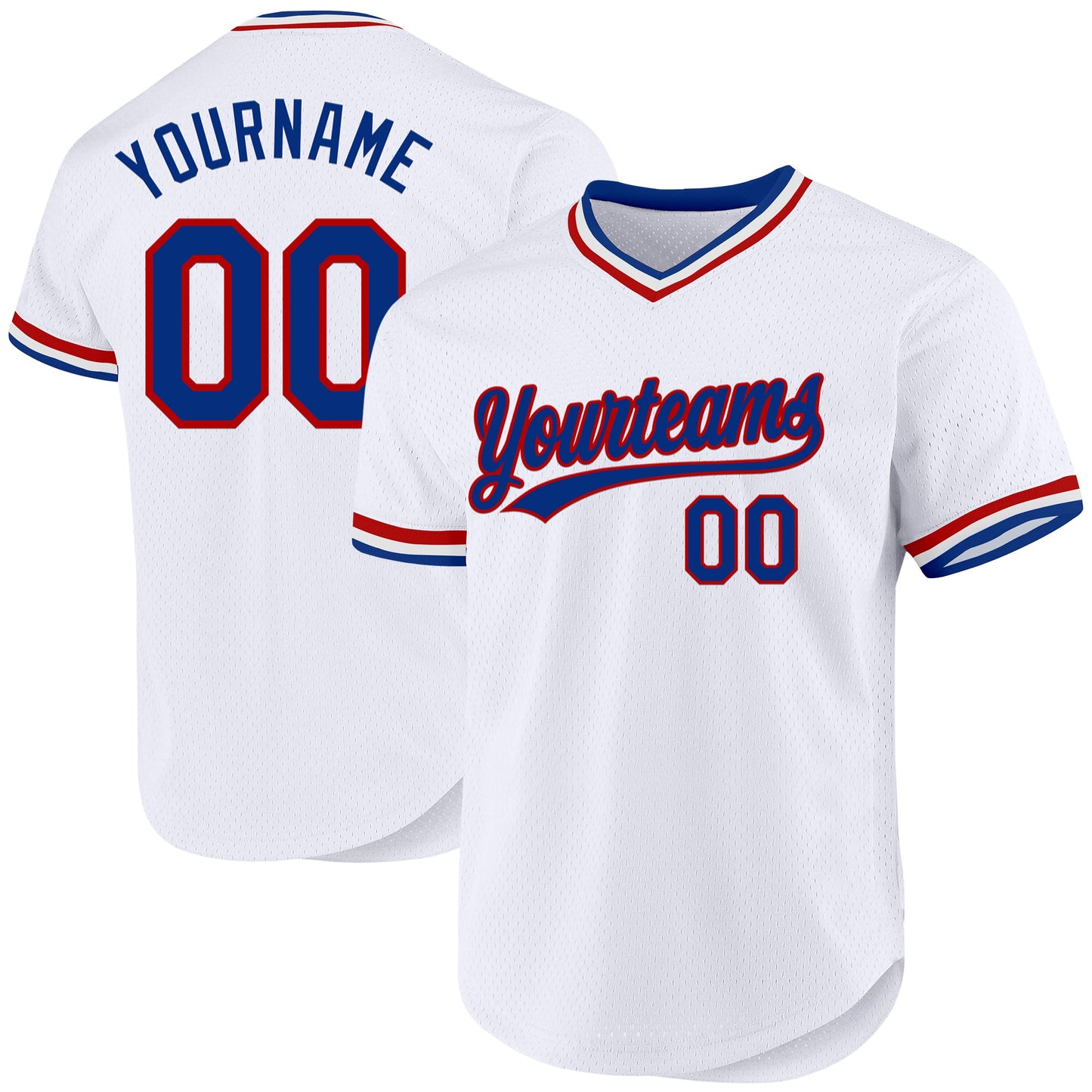 Custom White Royal-Red Authentic Throwback Baseball Jersey - Sky-Custom
