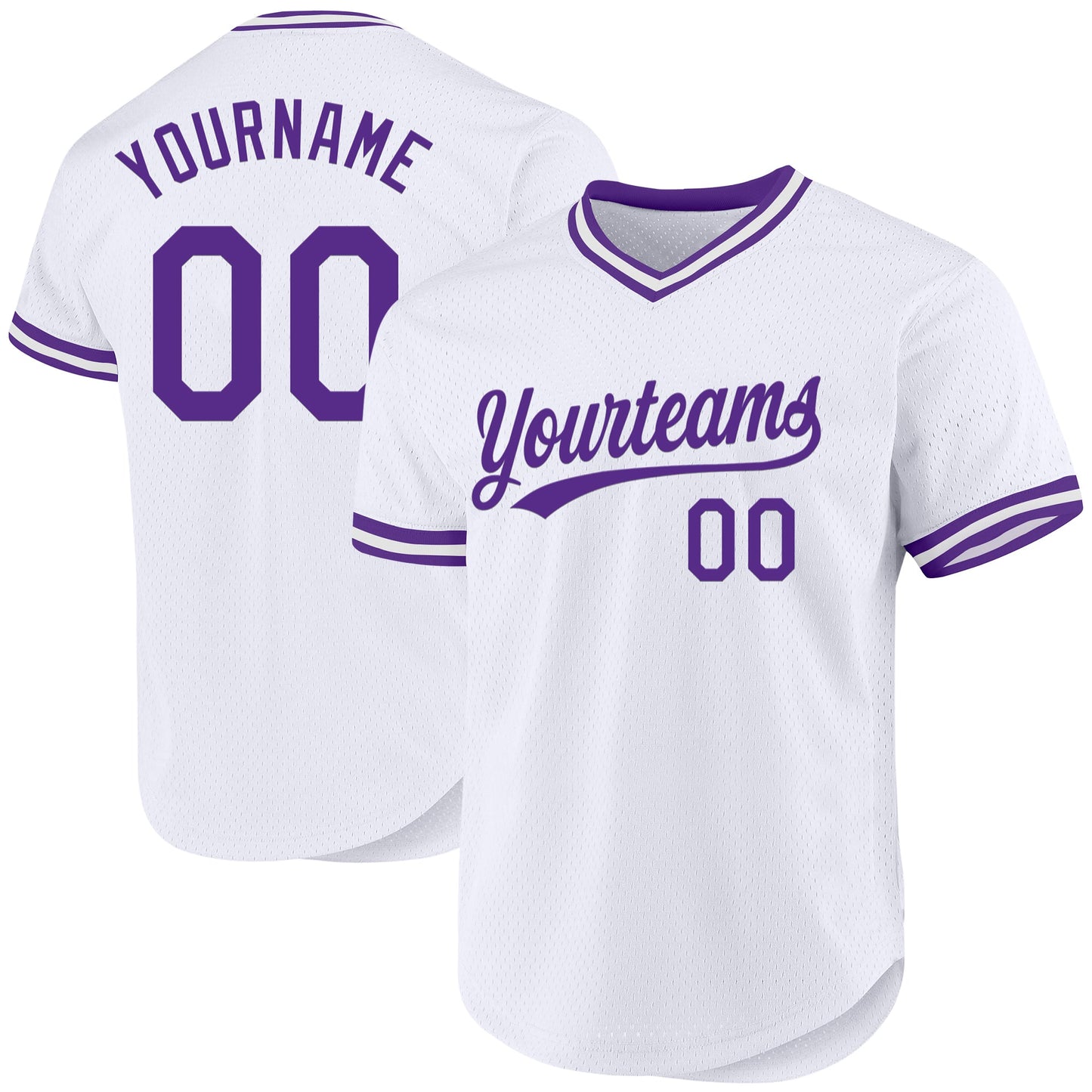 Custom White Purple Authentic Throwback Baseball Jersey - Sky-Custom