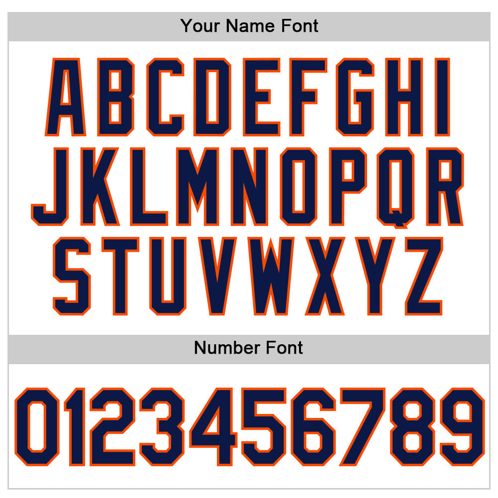 Custom White Navy-Orange Authentic Throwback Baseball Jersey - Sky-Custom