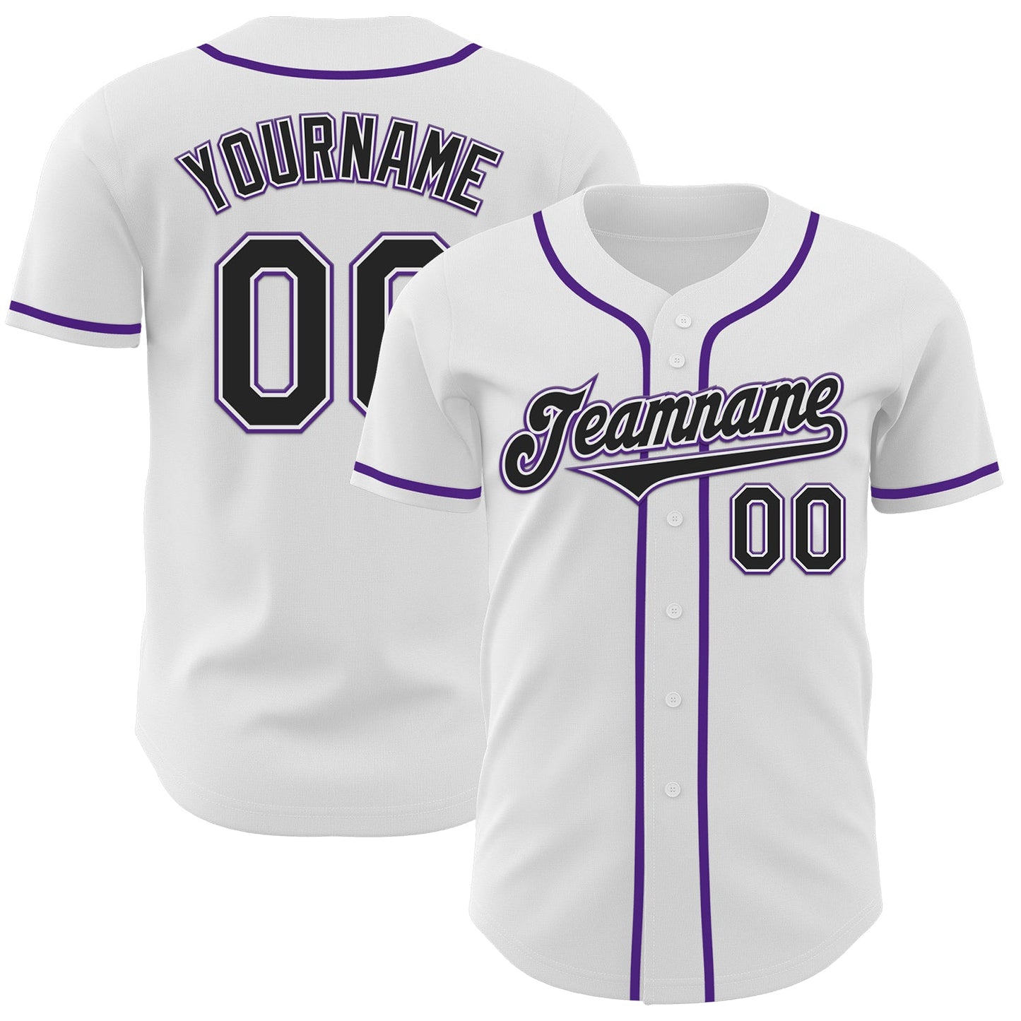 Custom White Black-Purple Authentic Baseball Jersey - Sky-Custom