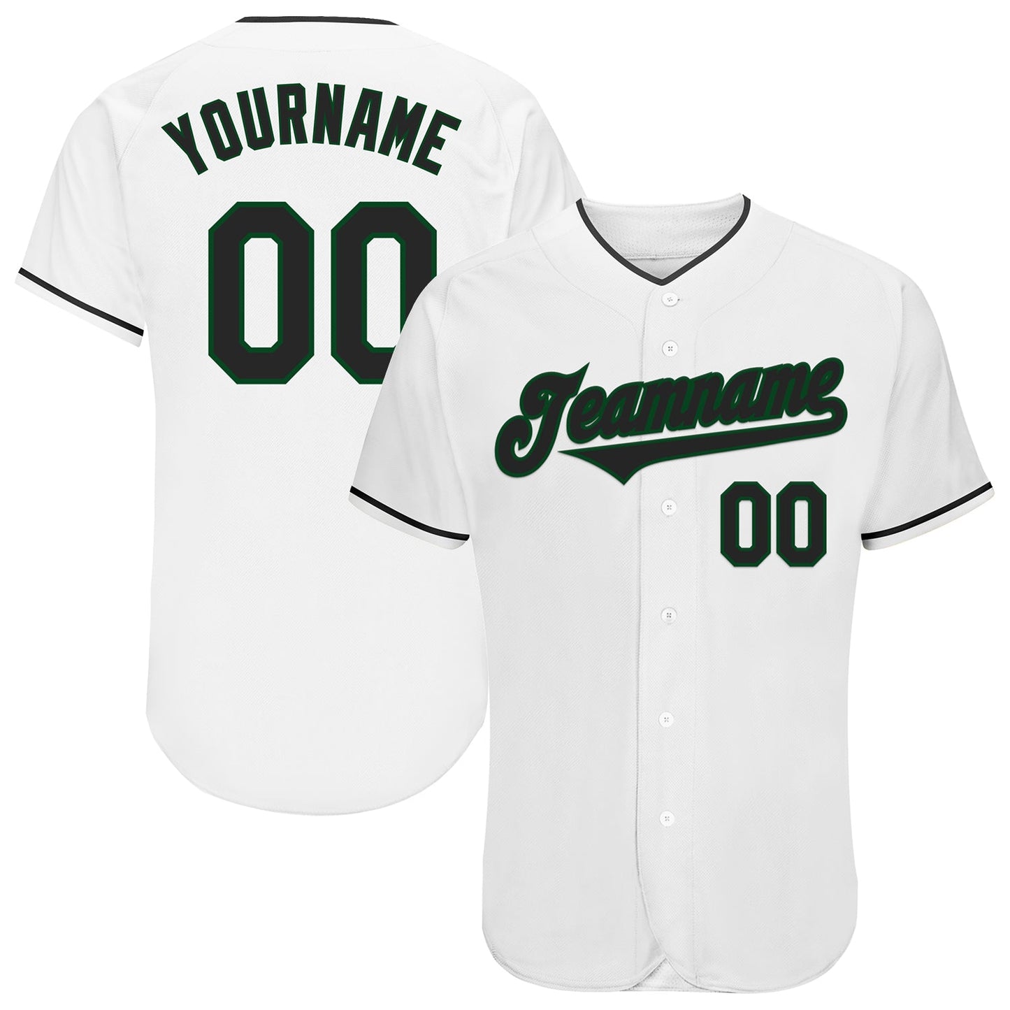 Custom White Black-Green Authentic Baseball Jersey - Sky-Custom