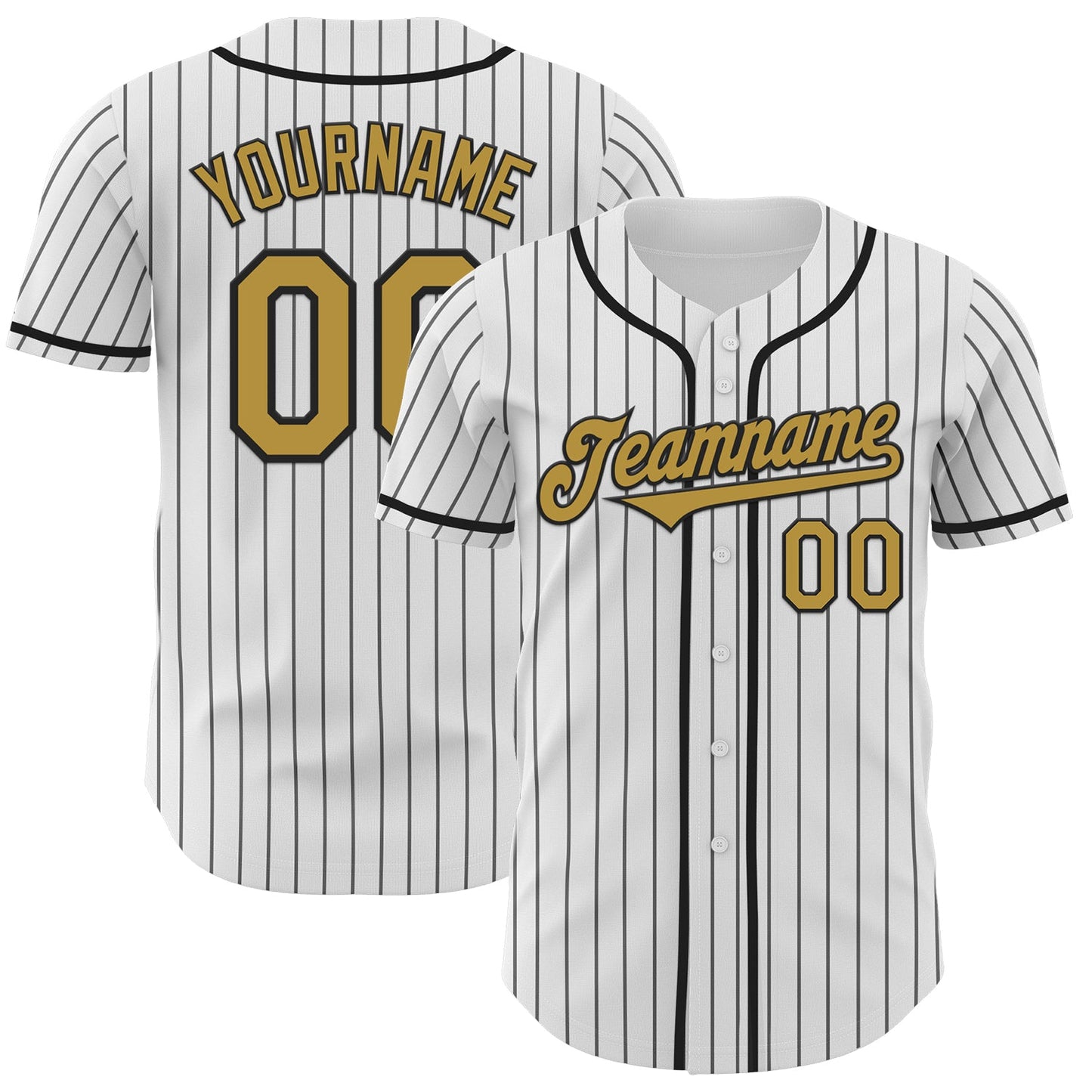 Custom White Black Pinstripe Old Gold Authentic Baseball Jersey - Sky-Custom