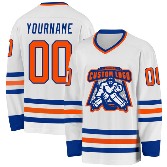 Custom White Orange-Royal Hockey Jersey - Sky-Custom