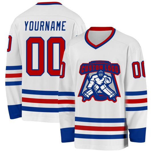 Custom White Red-Royal Hockey Jersey - Sky-Custom