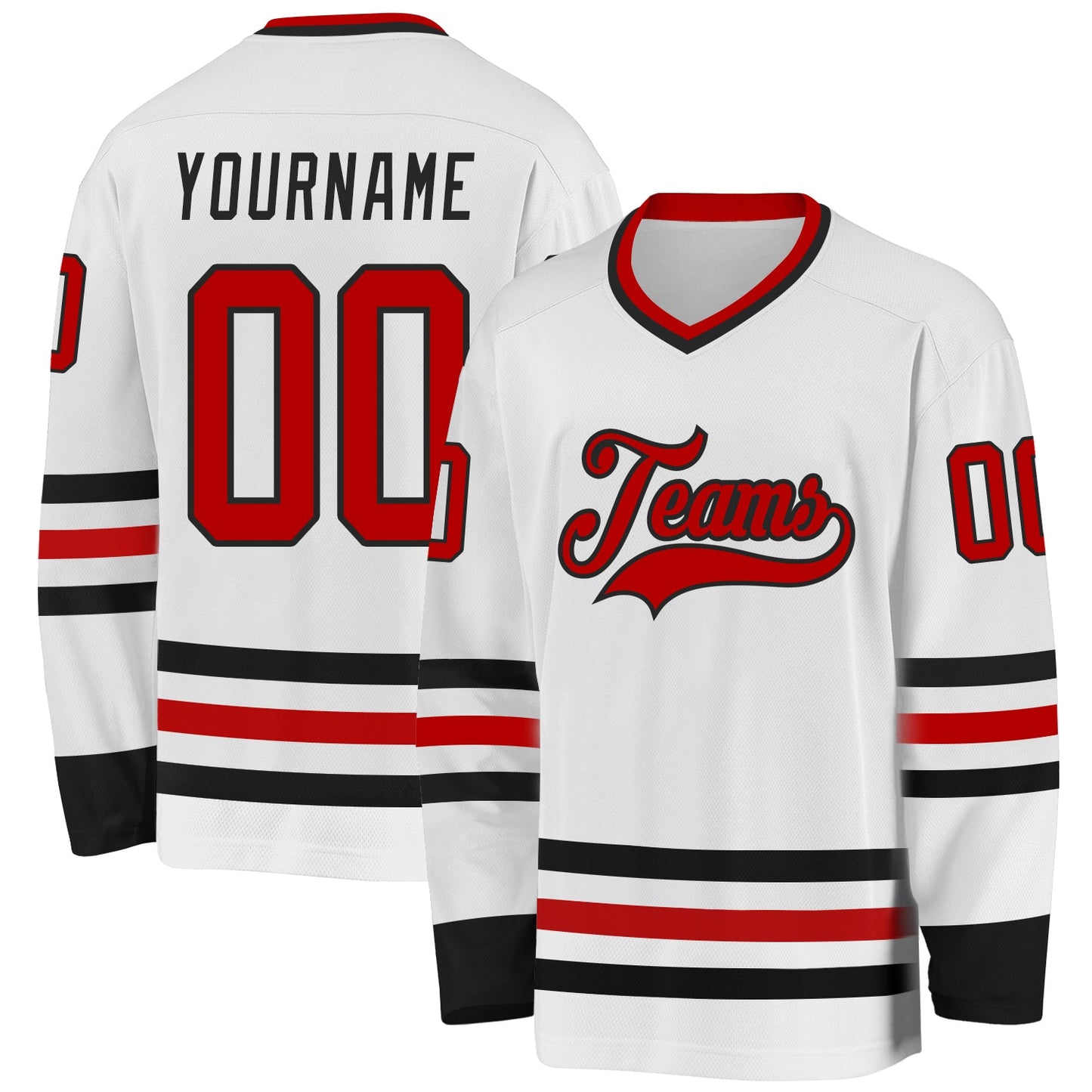 Custom White Red-Black Hockey Jersey - Sky-Custom