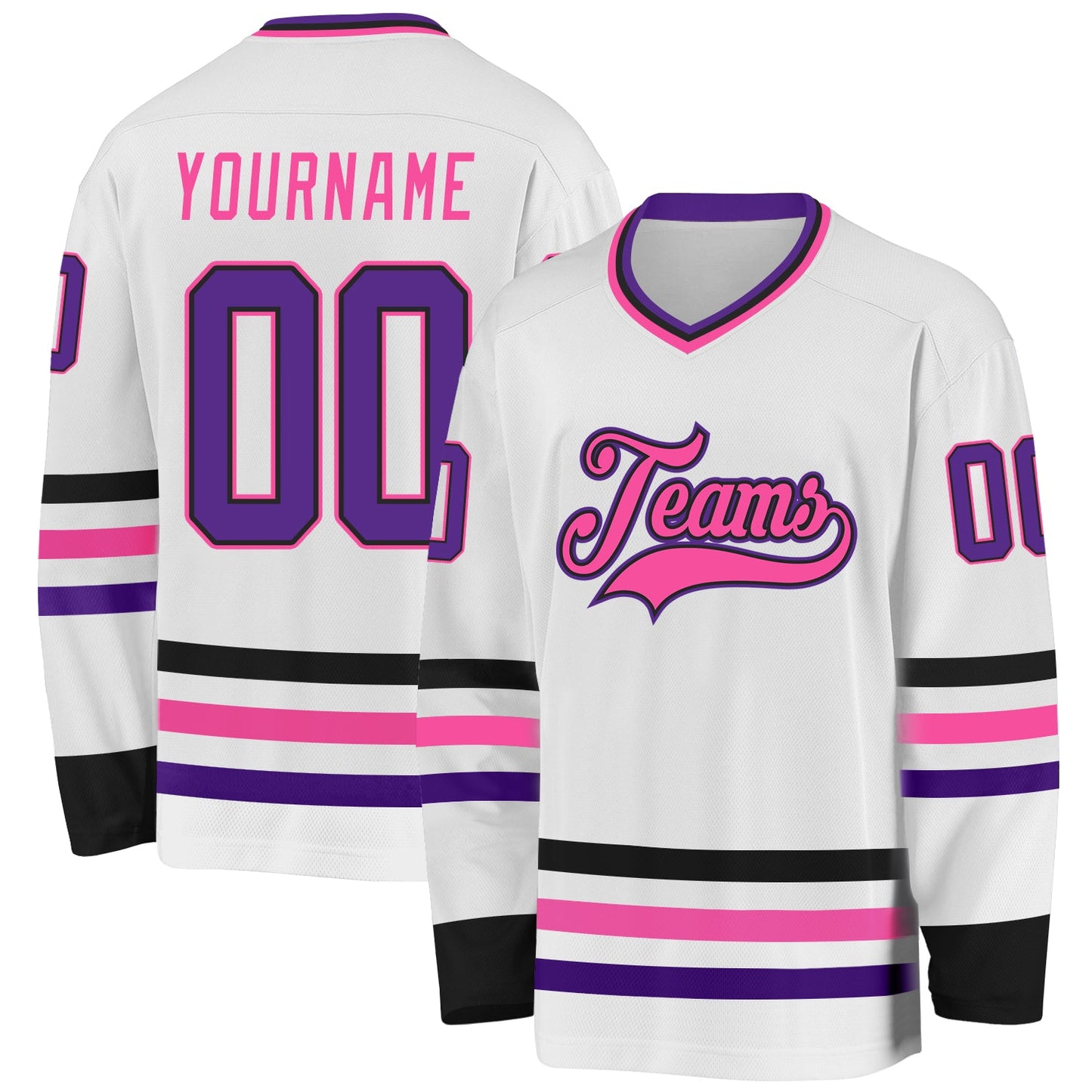 Custom White Purple Black-Pink Hockey Jersey - Sky-Custom