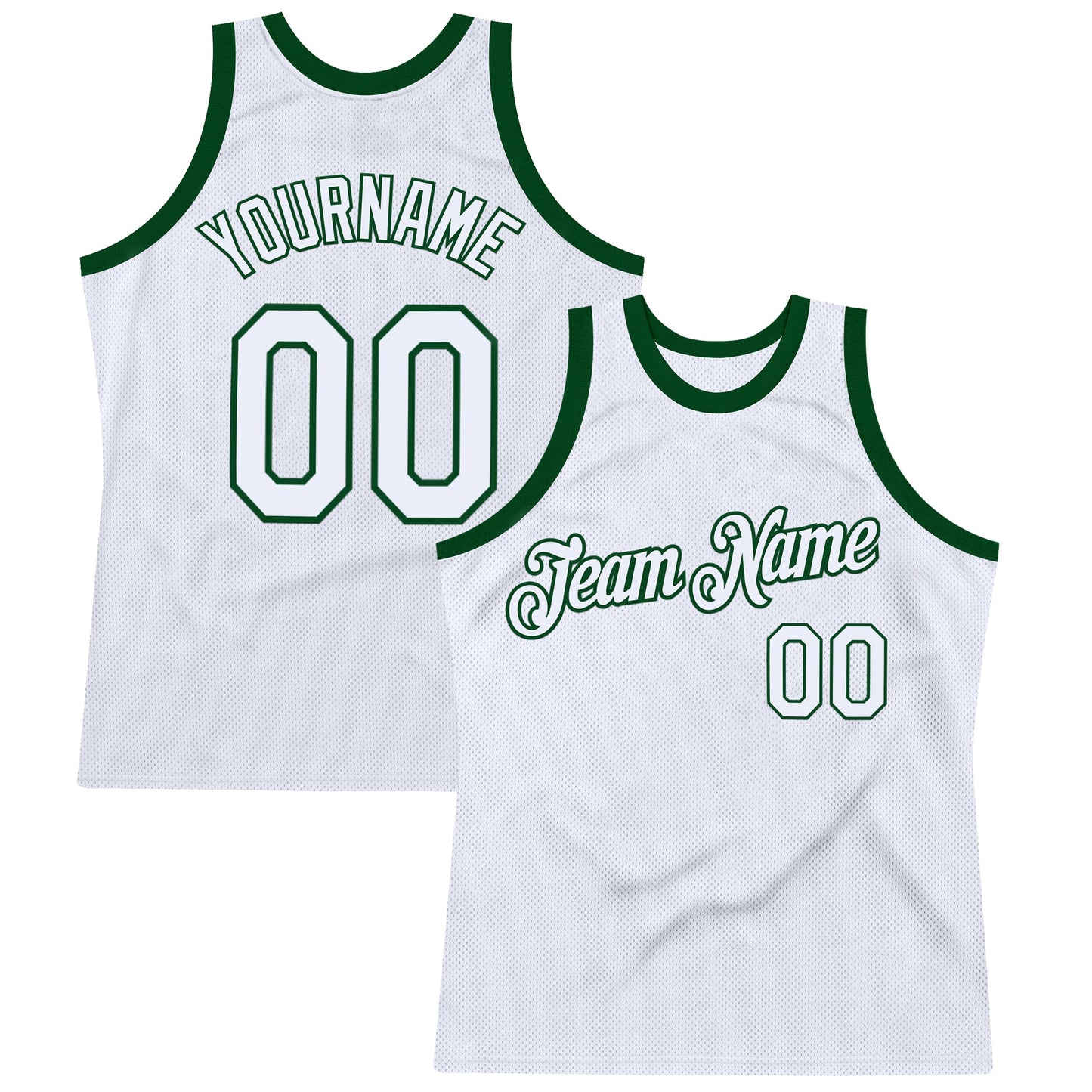 Custom White Green Authentic Throwback Basketball Jersey - Sky-Custom