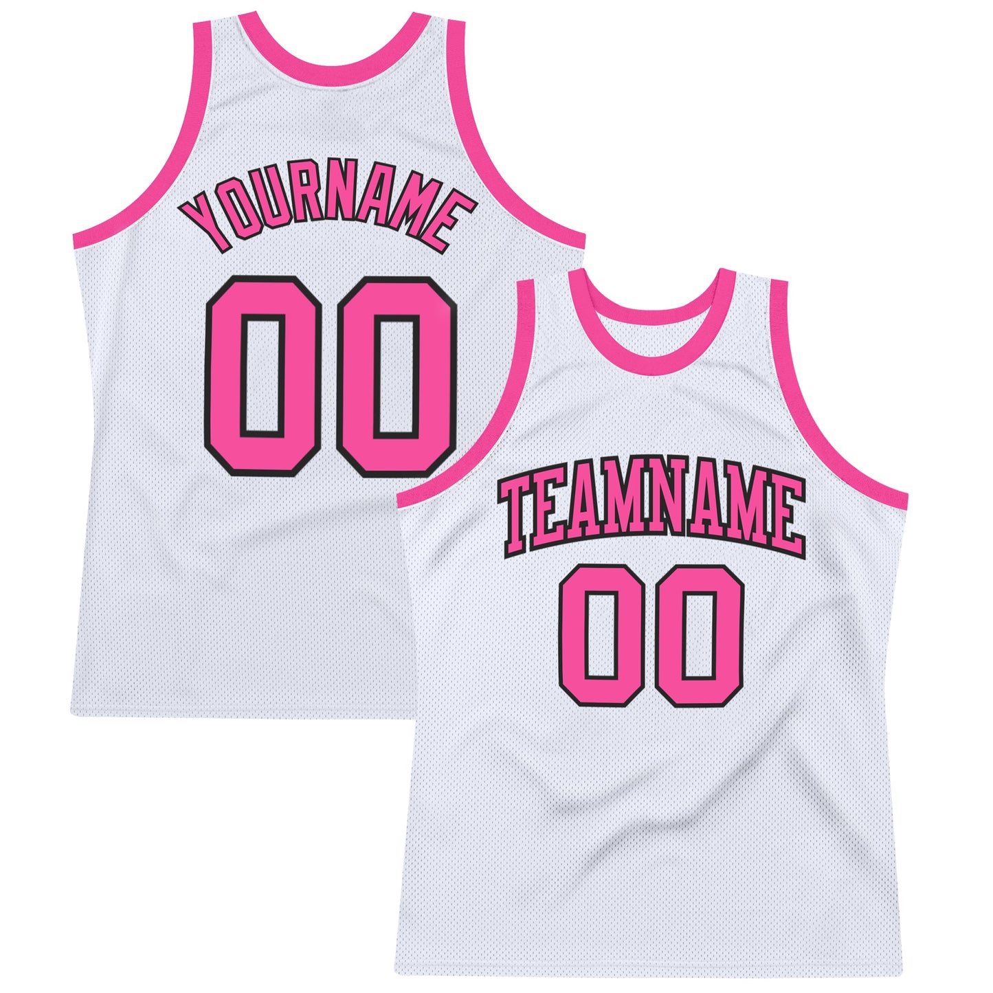 Custom White Pink-Black Authentic Throwback Basketball Jersey - Sky-Custom