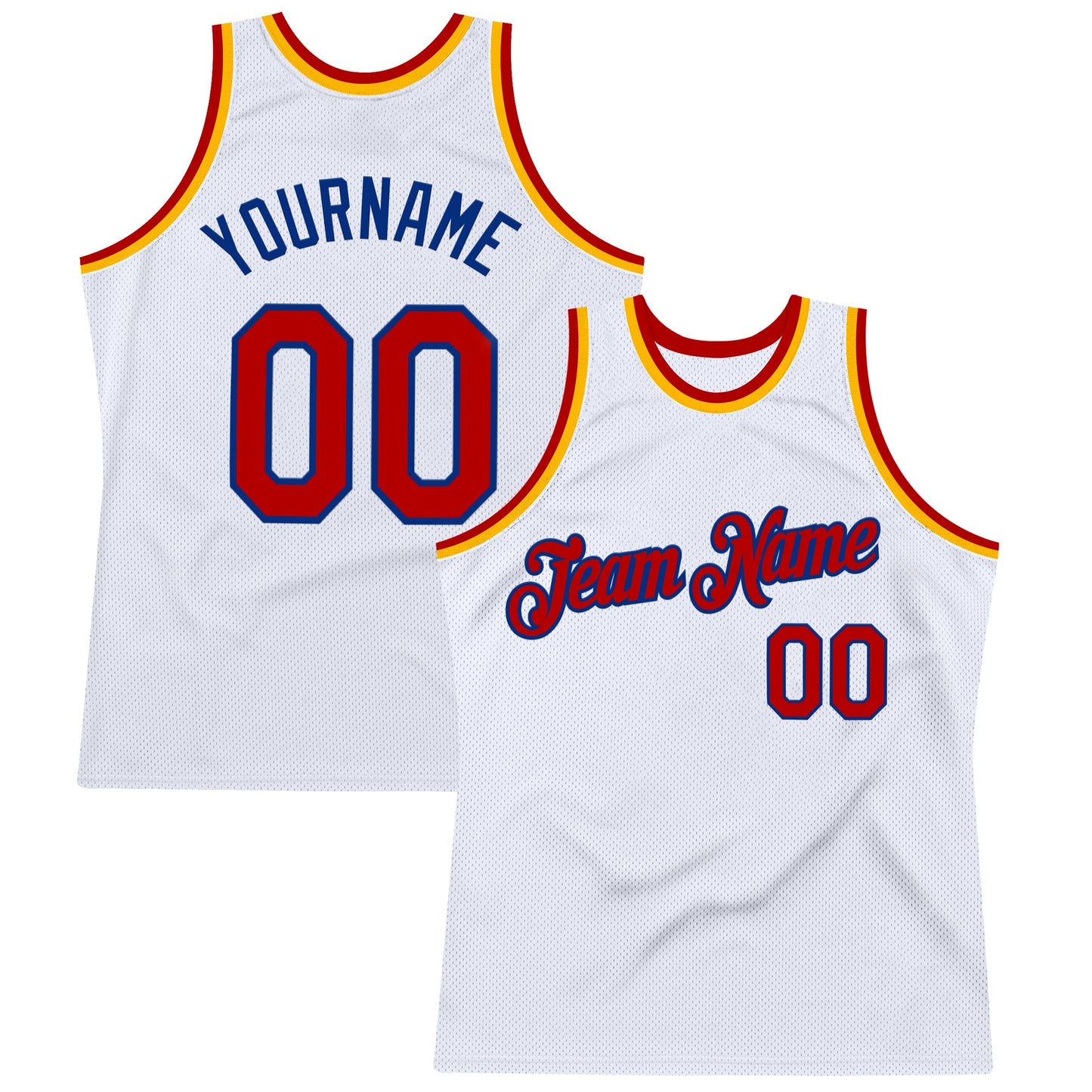 Custom White Red Royal-Gold Authentic Throwback Basketball Jersey - Sky-Custom