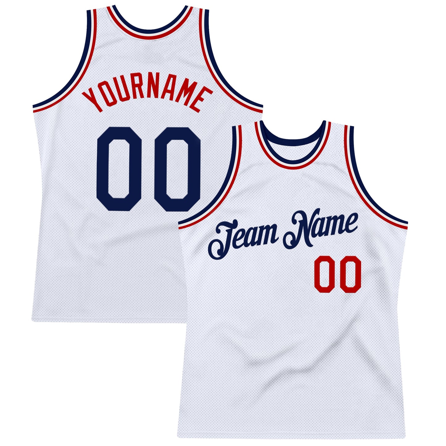 Custom White Navy-Red Authentic Throwback Basketball Jersey - Sky-Custom