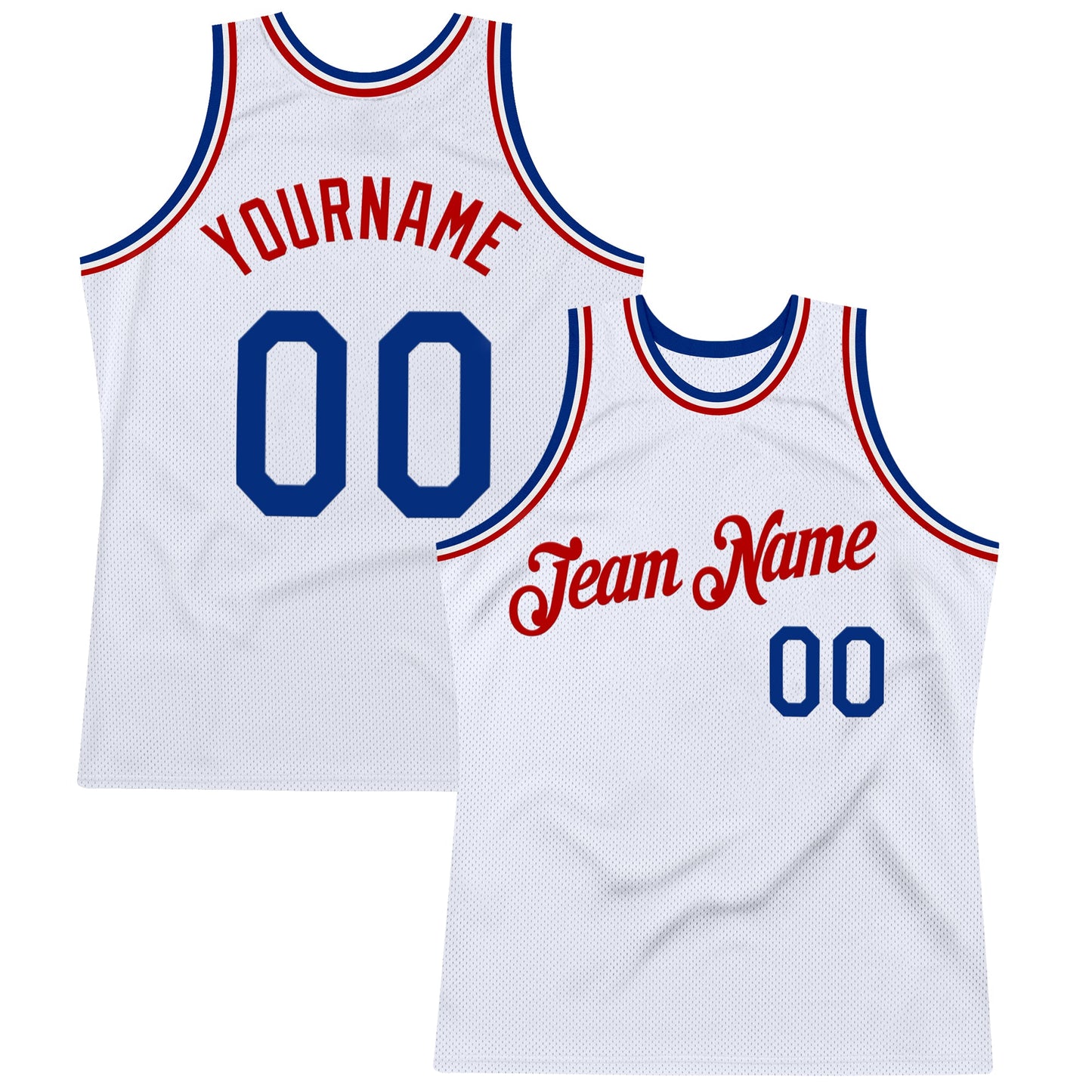 Custom White Royal-Red Authentic Throwback Basketball Jersey - Sky-Custom