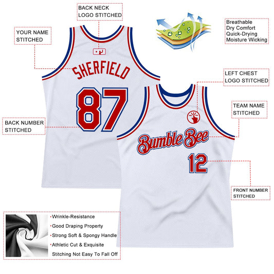 Custom White Red-Royal Authentic Throwback Basketball Jersey - Sky-Custom