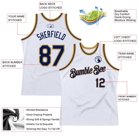 Custom White Navy-Old Gold Authentic Throwback Basketball Jersey - Sky-Custom