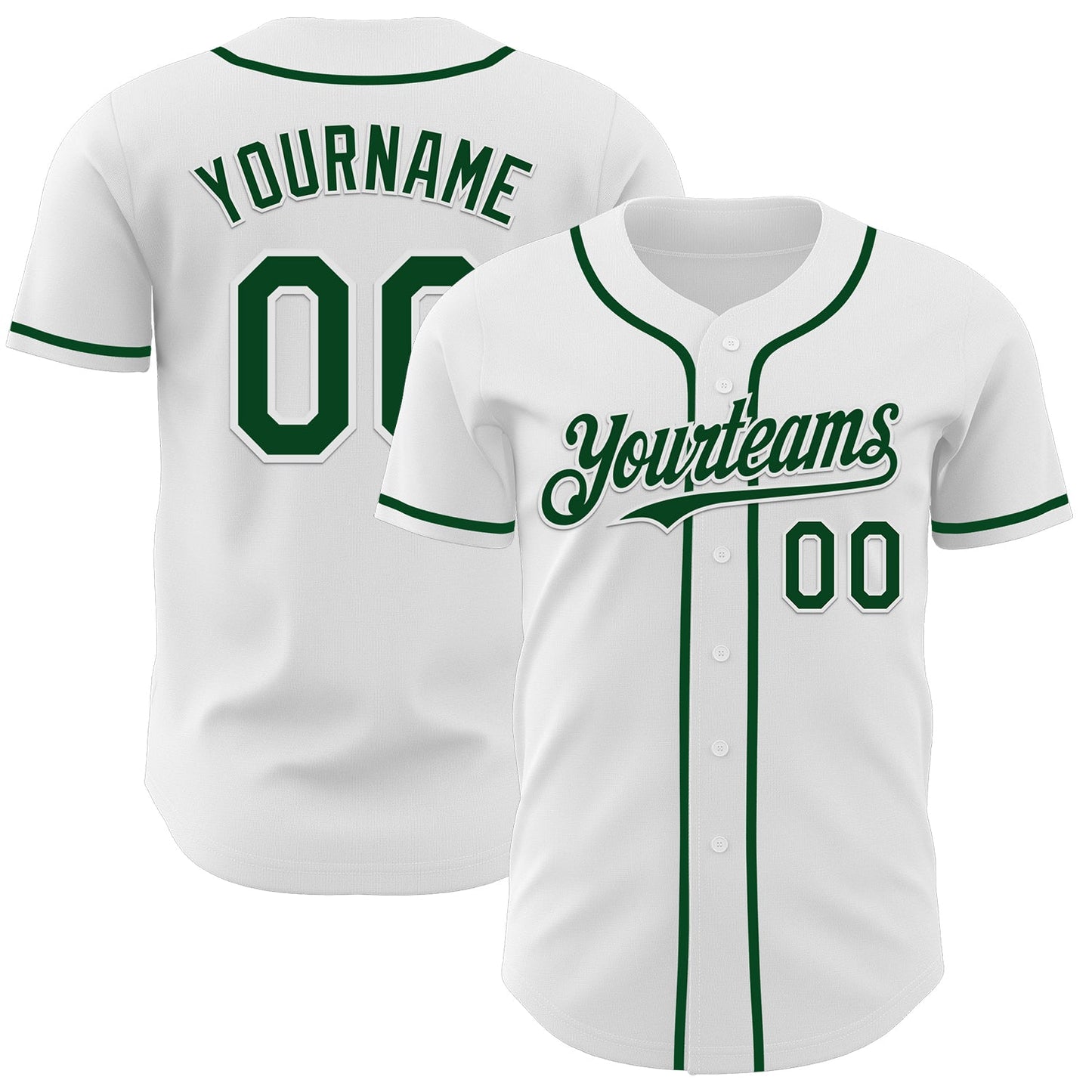 Custom White Green Authentic Baseball Jersey - Sky-Custom