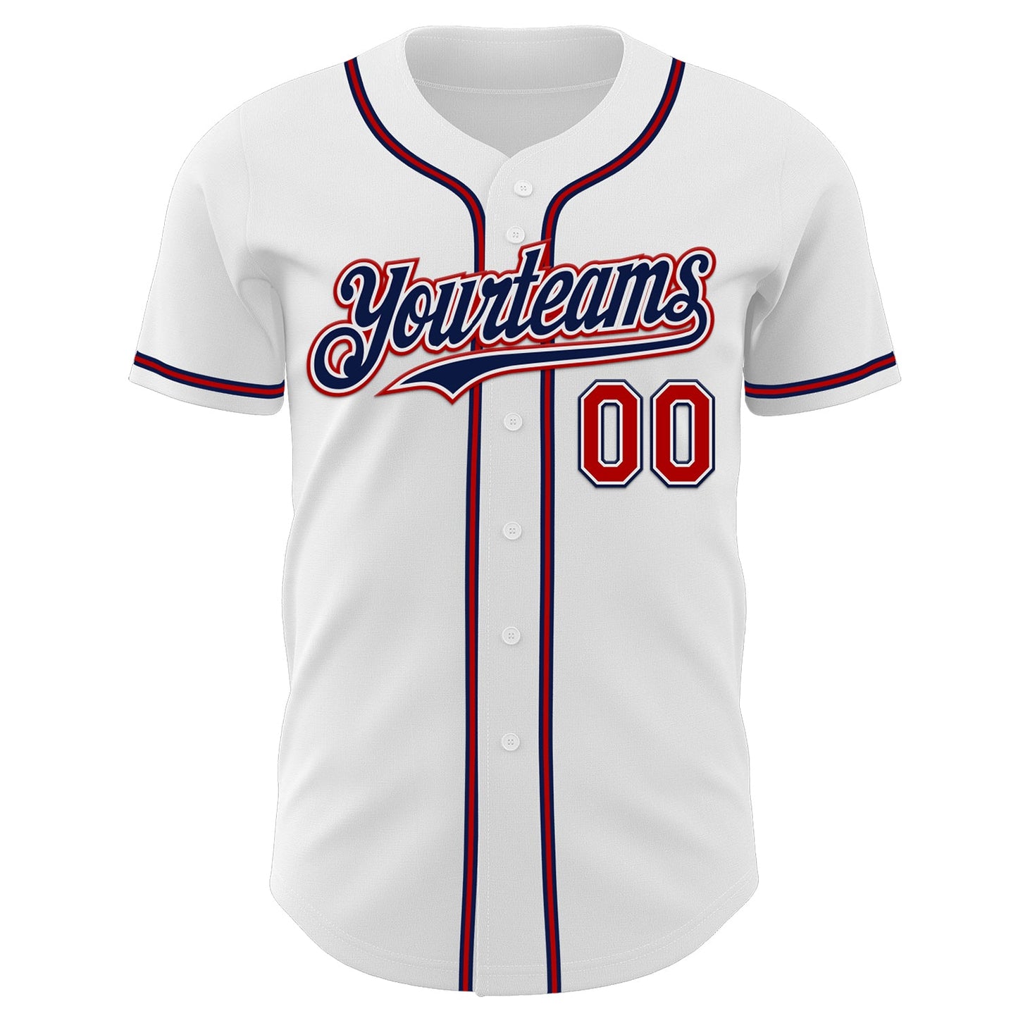 Custom White Red-Navy Authentic Baseball Jersey - Sky-Custom