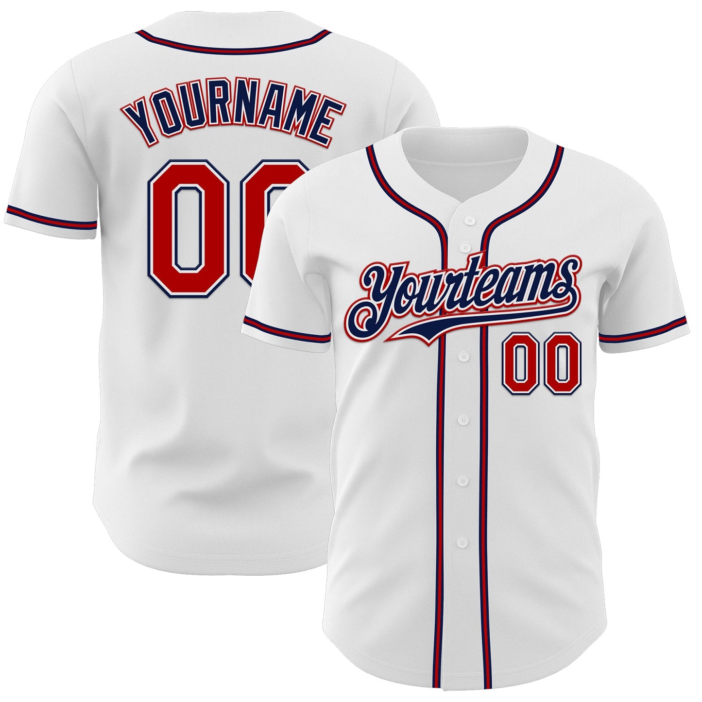 Custom White Red-Navy Authentic Baseball Jersey - Sky-Custom