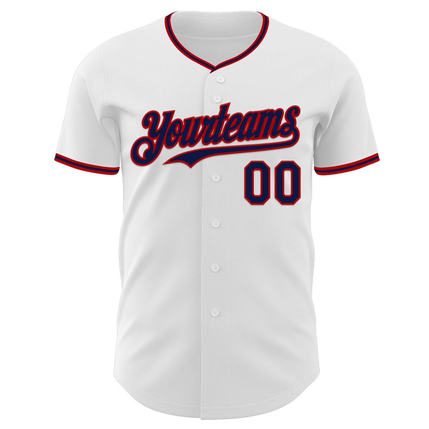 Custom White Navy-Red Authentic Baseball Jersey - Sky-Custom