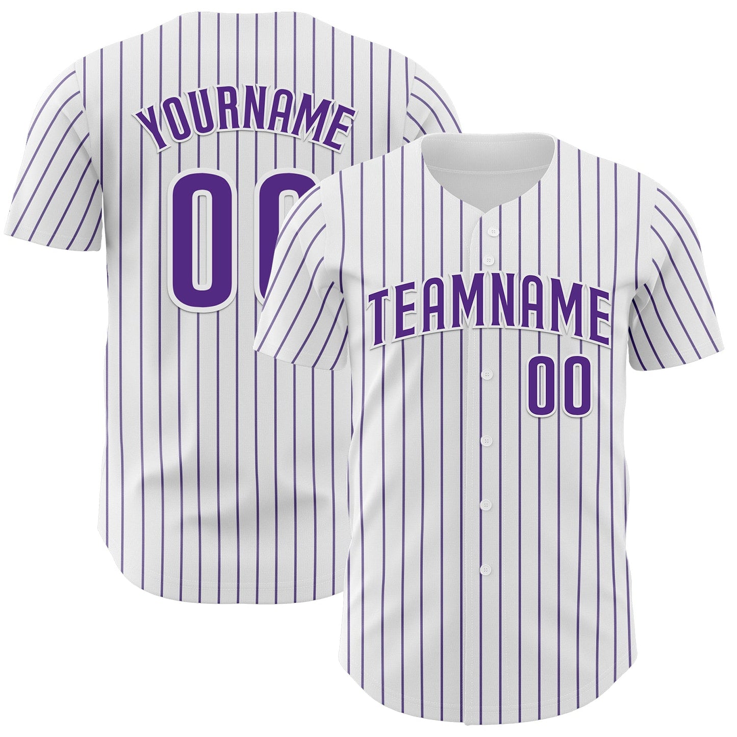 Custom White Purple Pinstripe Purple Authentic Baseball Jersey - Sky-Custom