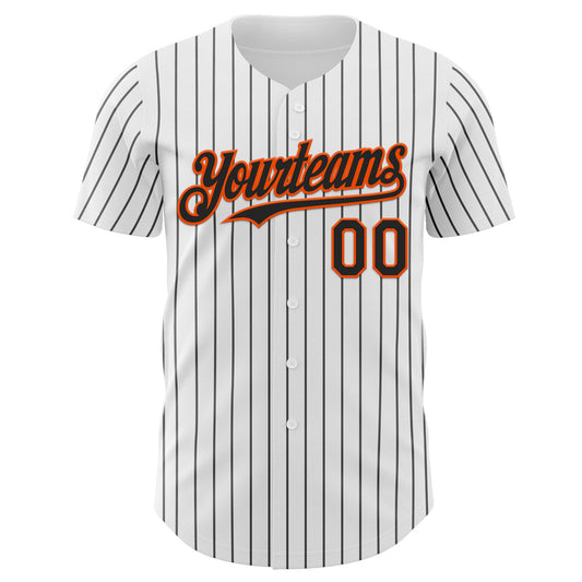 Custom White Black Pinstripe Orange Authentic Baseball Jersey - Sky-Custom