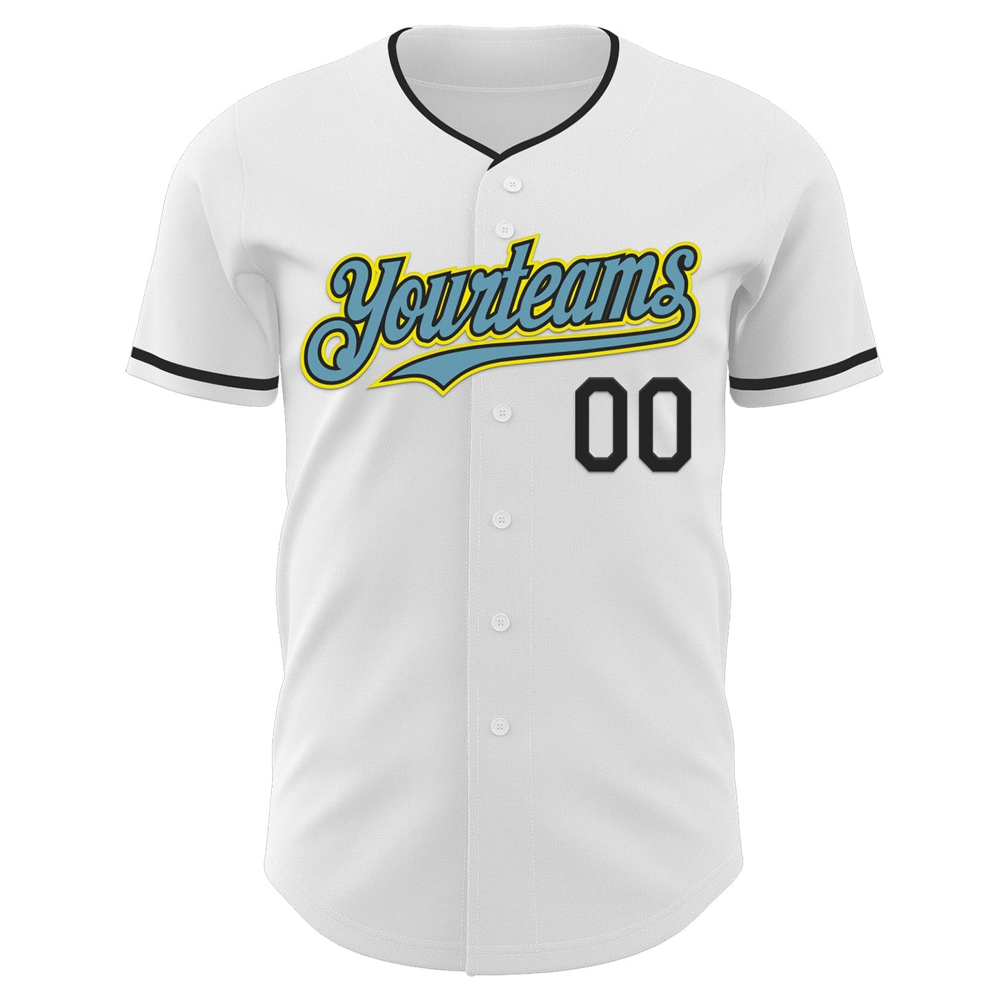 Custom White Black Shadow Blue-Light Yellow Authentic Baseball Jersey - Sky-Custom