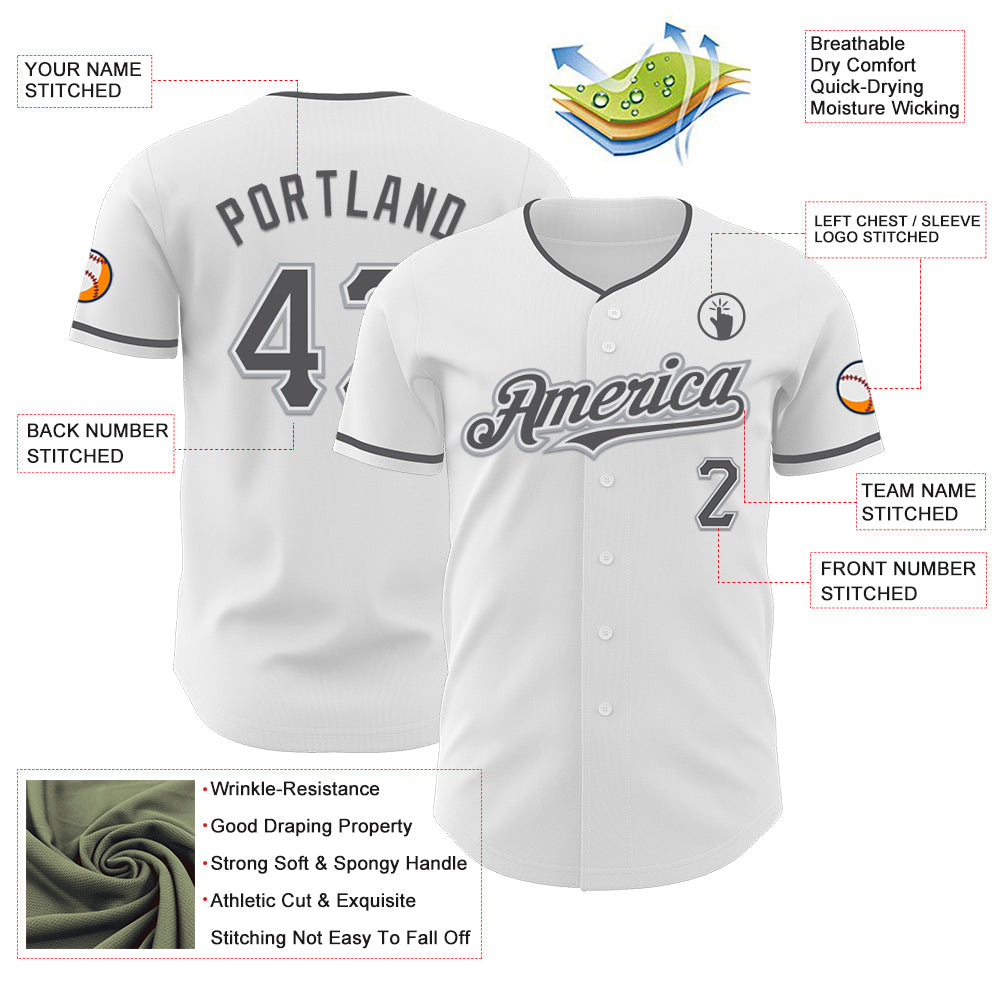 Custom White Steel Gray-Gray Authentic Baseball Jersey - Sky-Custom