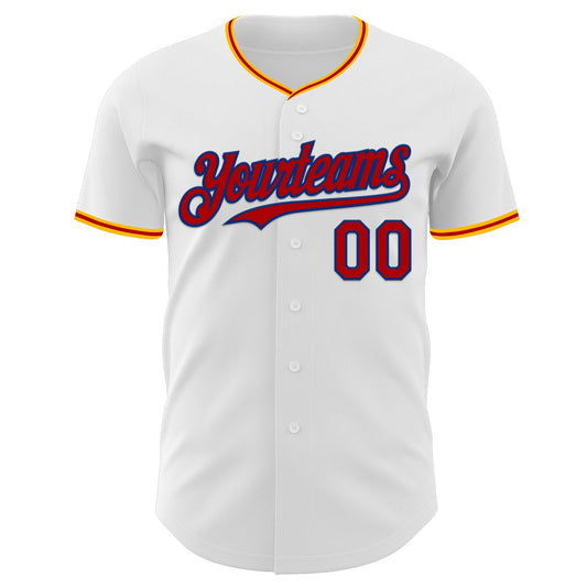 Custom White Red Royal-Gold Authentic Baseball Jersey - Sky-Custom