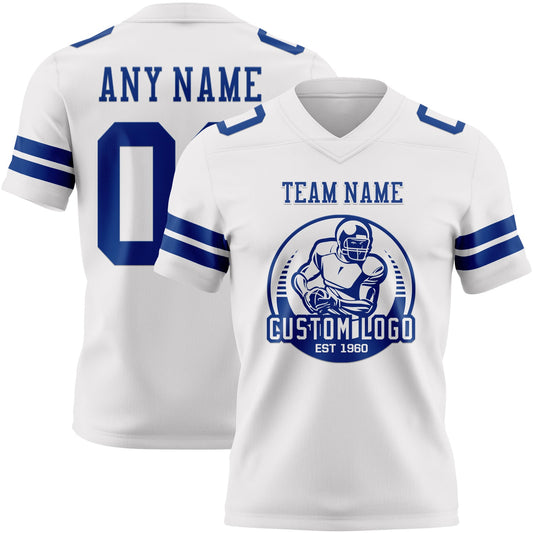 Custom White Royal Mesh Authentic Football Jersey - Sky-Custom