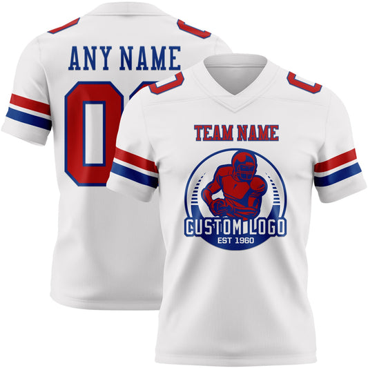 Custom White Red-Royal Mesh Authentic Football Jersey - Sky-Custom