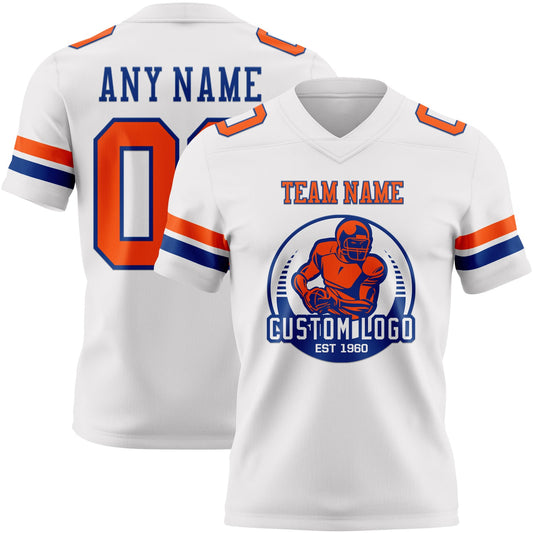Custom White Orange-Royal Mesh Authentic Football Jersey - Sky-Custom