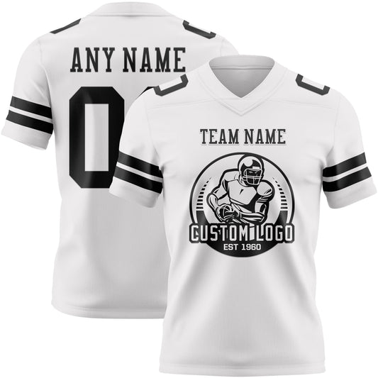 Custom White Black Mesh Authentic Football Jersey - Sky-Custom