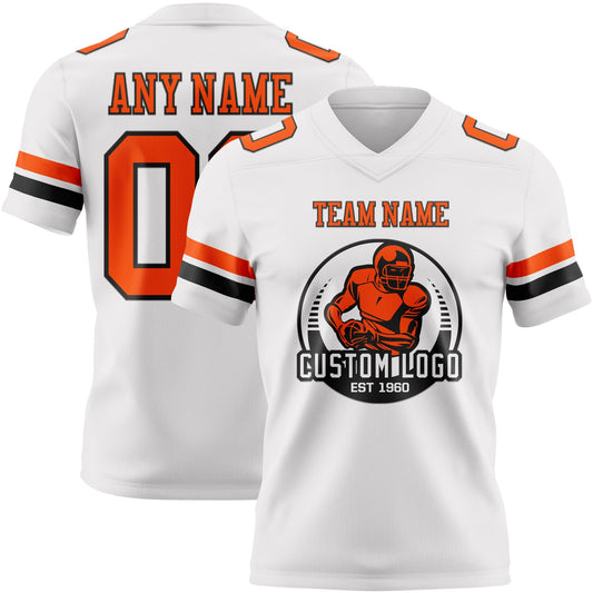 Custom White Orange-Black Mesh Authentic Football Jersey - Sky-Custom