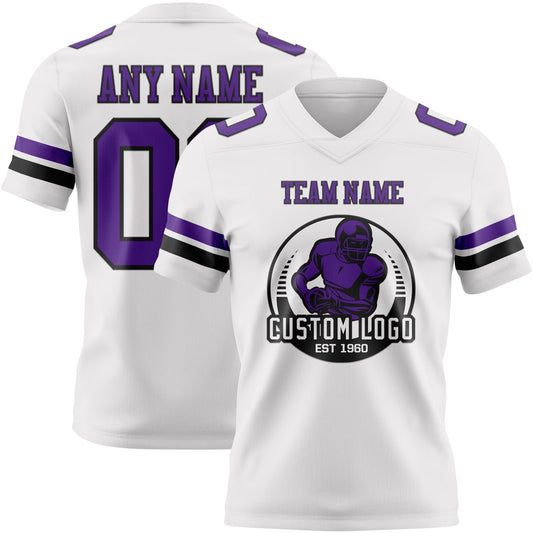 Custom White Purple-Black Mesh Authentic Football Jersey - Sky-Custom