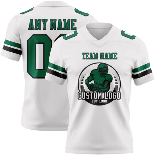 Custom White Kelly Green-Black Mesh Authentic Football Jersey - Sky-Custom