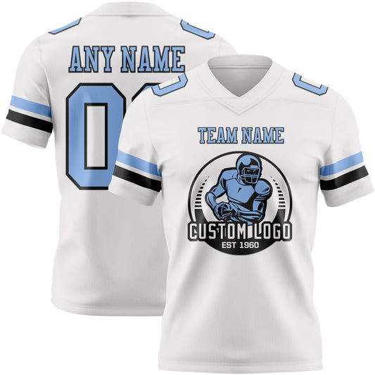 Custom White Light Blue-Black Mesh Authentic Football Jersey - Sky-Custom