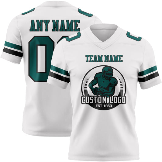 Custom White Midnight Green-Black Mesh Authentic Football Jersey - Sky-Custom
