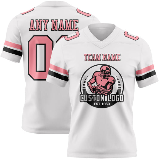 Custom White Medium Pink-Black Mesh Authentic Football Jersey - Sky-Custom